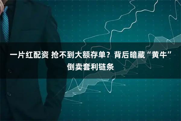一片红配资 抢不到大额存单？背后暗藏“黄牛”倒卖套利链条